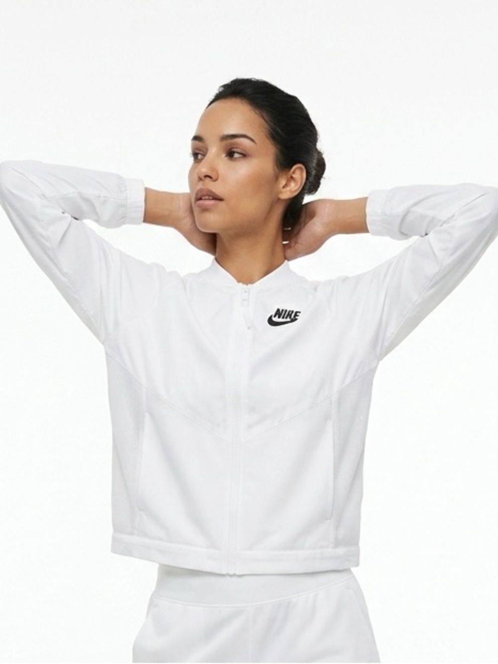 NIKE | Mesh Back White Bomber Style Track Jacket Red Label Women’s Size Small
